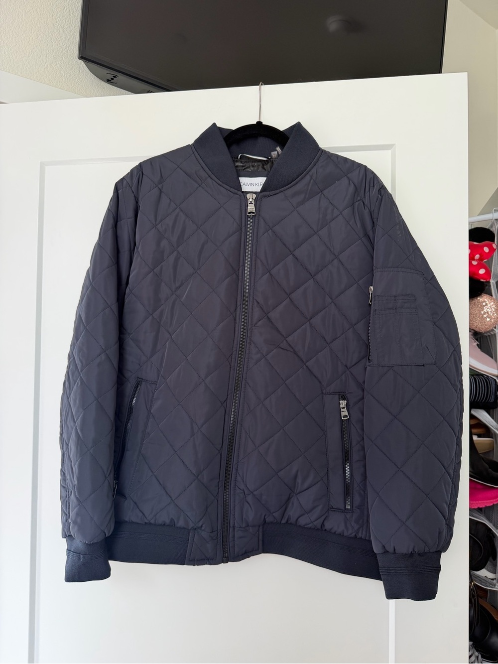 Calvin Klein Navy Quilted Bomber Jacket - Men's Size L